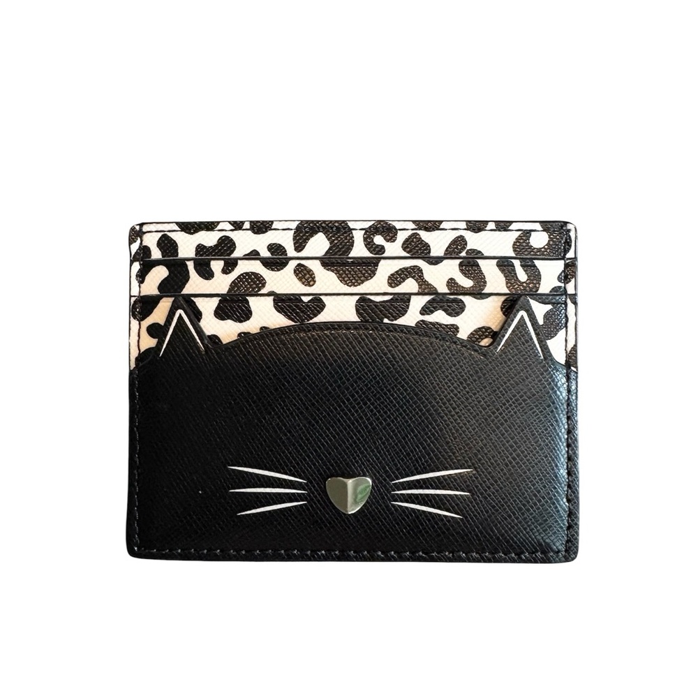 Kate Spade Black & White Kitty Cat Card Holder
